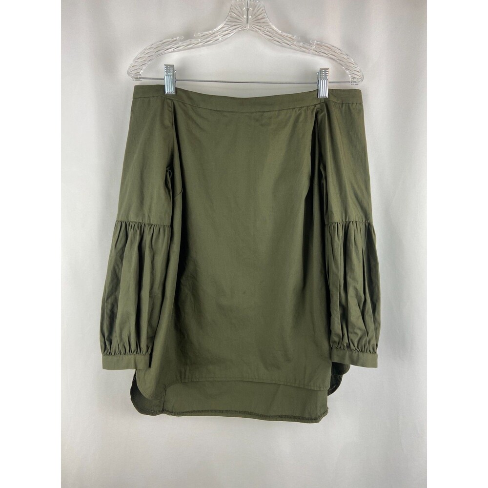 NWT STAIN Womens S Off Shoulder Olive Green Peasant Boho Date Night Shirt Chic